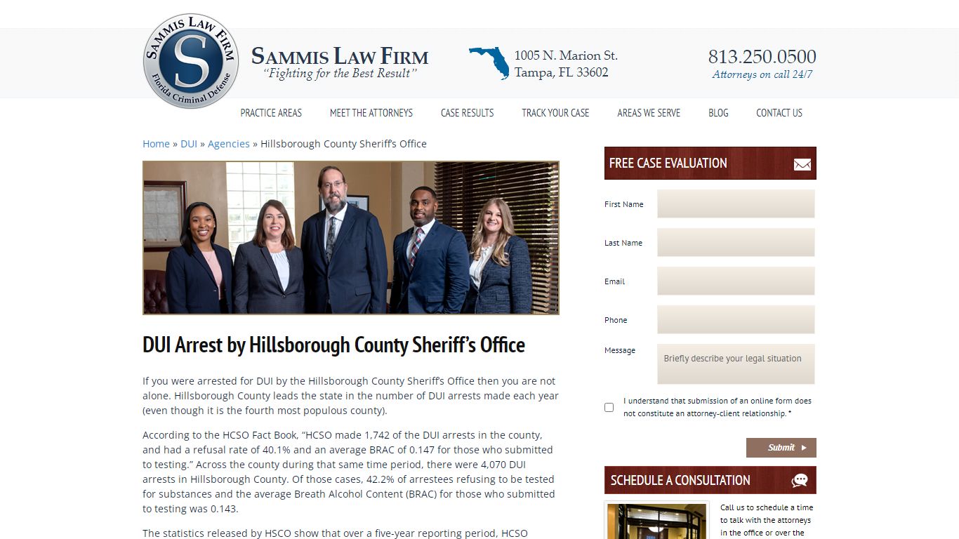 DUI arrest by the Hillsborough County Sheriff's Office - Sammis Law Firm